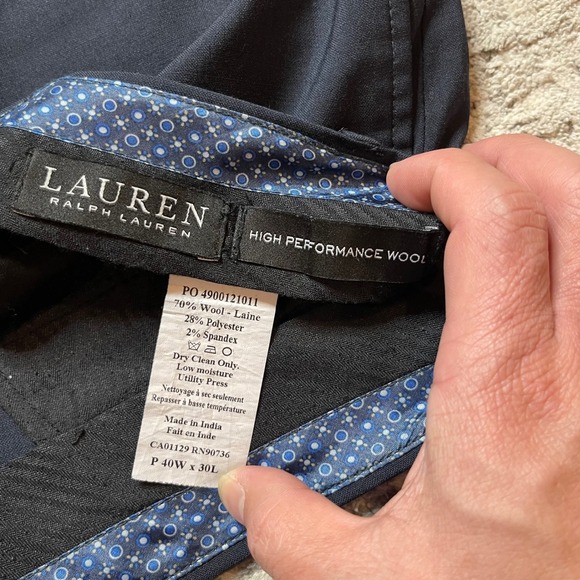 Lauren Ralph Lauren High Performance Wool Navy Blue Dress Pants 40W x 30L Mens - Picture 3 of 11